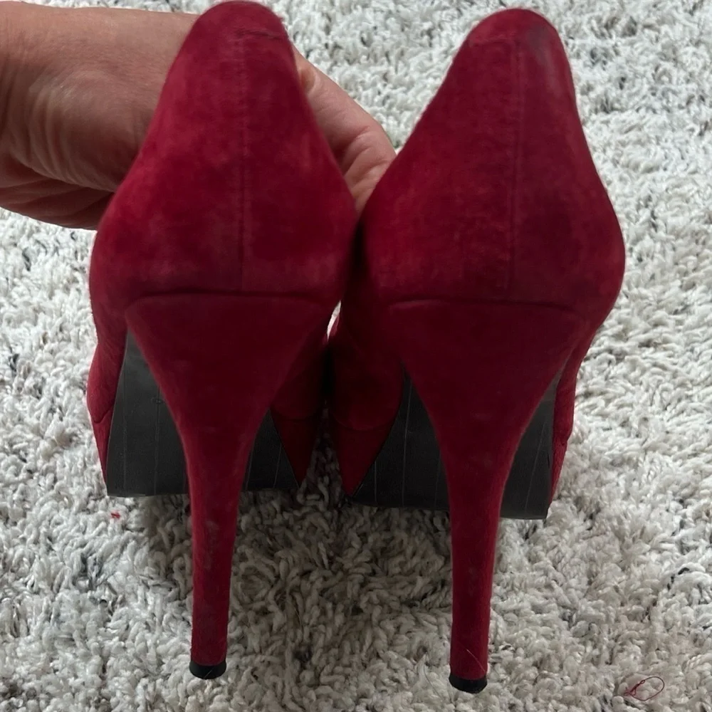 Zigi Soho Suede Leather Red Platform Stiletto Heels Pumps Size 9 Women’s